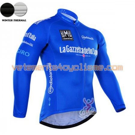 Maillot vélo Bleu 2016 Giro dItalia Hiver Thermal Fleece