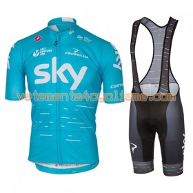 Tenue Cycliste et Cuissard à Bretelles 2017 Team Sky N002