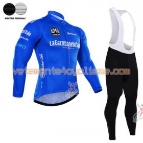 Tenue Cycliste Bleu Manches Longues et Collant à Bretelles 2016 Giro dItalia Hiver Thermal Fleece