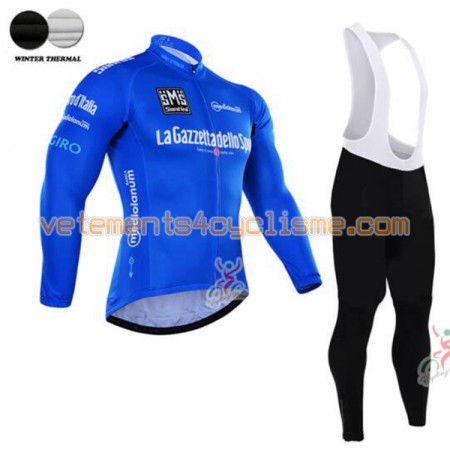 Tenue Cycliste Bleu Manches Longues et Collant à Bretelles 2016 Giro dItalia Hiver Thermal Fleece