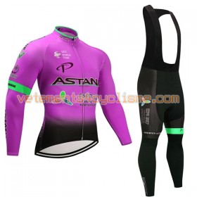 Tenue Cycliste Manches Longues et Collant à Bretelles Femme 2017 Astana Pro Team N003