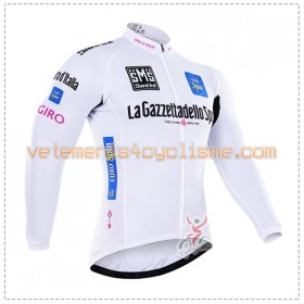 Tenue Cycliste Blanc Manches Longues et Collant à Bretelles 2016 Giro dItalia Hiver Thermal Fleece
