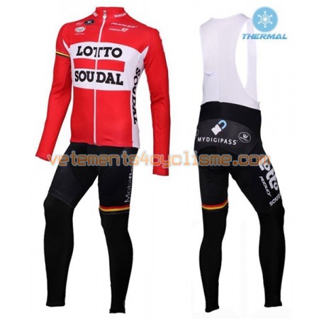 Tenue Cycliste Manches Longues et Collant à Bretelles 2016 Lotto Soudal Hiver Thermal Fleece N001
