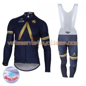 Tenue Cycliste Manches Longues et Collant à Bretelles 2017 Aqua Blue Sport Hiver Thermal Fleece N001