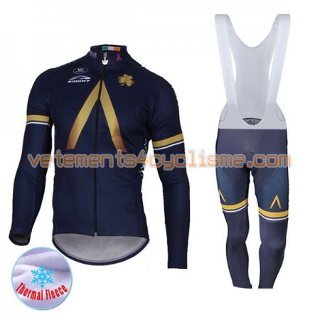 Tenue Cycliste Manches Longues et Collant à Bretelles 2017 Aqua Blue Sport Hiver Thermal Fleece N001