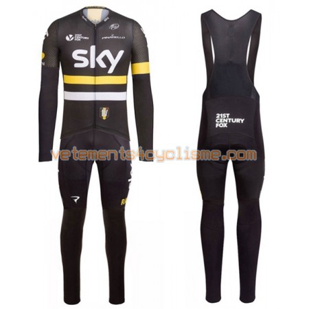 Tenue Cycliste Manches Longues et Collant à Bretelles 2016 Team Sky N003